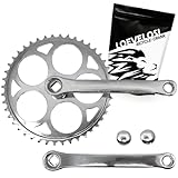 LOEVELOSI 1-Fach Fahrrad Kurbel verstärkter Stahl Crank Set Silber mit 44 Zähnen Vierkant...
