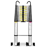 HBTower 6,3m Teleskopleiter Aluminium mit Haken, Leichte Ausziehleiter, Leiter Ausziehbar, klappbare...