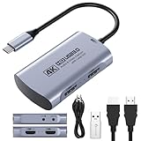 Guermok 4K 60 FPS & 1080P 240 FPS HDMI-Capture-Karte für Streaming, USB 3.0 zu USB-C/A, 4K30...