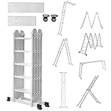 LZQ 4x5 Mehrzweckleiter 550cm 6 in 1 Alu Leiter Vielzweckleiter Klappleiter Haushaltsleiter...