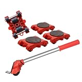 Transportroller-Set 5-teilig - 4 Möbelroller & 1 Lastenheber - Je 150 kg Tragkraft -...
