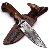 Messer Outdoor, Outdoor Messer, Halsmesser - Feststehende Klinge, 14 CM Damaststahl,...