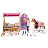Barbie Spielzeugstall-Spielset mit Puppe, Pferd und Zubehör, mehr als 25 Teile mit 6...