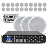 Power Dynamics PRM606-24 Einbaulautsprecher Decke mit Matrix 4-Kanal Verstärker, 360W, 6 Zonen,...