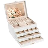 AdelDream Schmuckkästchen Schmuckkasten mit 4 Ebenen Schmuckbox mit Verschluss große...