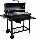 DRULINE Profi Smoker Grillwagen Holzkohle Stahl BBQ Grill Smoker XL 103x110x59 cm Standgrill aus...