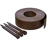 Amazon Basics Raseneinfassung mit 10 Pfählen, 8 cm/3 Zoll x 12 m/40 Fuß, Braun