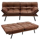COSTWAY Klappbares Schlafsofa, Sofa mit Schlaffunktion, umwandelbares Schlafcouch mit Verstellbarer...