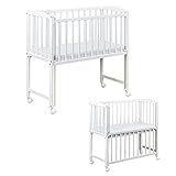 Baby Delux Beistellbett Babybett weiß 90x40 cm Stubenwagen höhenverstellbar mit Rädern und...