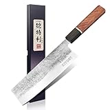 Kitory Nakiri Japanisches Messer 17cm Kochmesser, Profi Küchenmesser mit Holzgriff, Klingen aus...