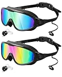 Victoper Schwimmbrille 2 Stück, Schwimmbrille Herren und Damen mit Nasenklammer, Anti...