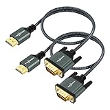 Twozoh HDMI auf VGA Kabel 2M 2 Stück, Gehäuse aus Aluminiumlegierung Geflochtenes und vergoldetes...