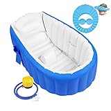 Aufblasbare Badewanne Baby Babybadewanne Babywanne Aufblasbar mit Luftpumpe und Duschhaube für...