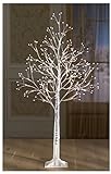 LED Perlenbaum Silber - 120 cm - Lichterbaum für Innen und Außen - Deko Baum warm weiß beleuchtet...