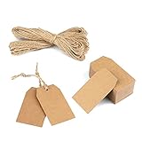 200 Stück Geschenkanhänger Kraftpapier Anhänger Etiketten 7x4 cm und 20 Meter Juteschnur, für...