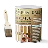 Holzlasur Dickschichtlasur 750ml Set mit Pinsel 2in1 Dauerschutzlasur Holzschutz Lasur (01...