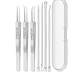 Mitesserentferner Komedonenquetscher Set mit Box, blackhead Remover aus Edelstahl 7 Stk. Comedone...