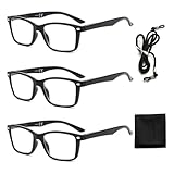 Suertree Lesebrille Feder Scharnier 3 Pack Sehhilfe Augenoptik Brille Lesehilfe für Damen Herren...