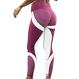 Generisch Yogahosen Damen Sport Leggings High Waist Elastische Abnehmende Yogahose Hüfte Heben...