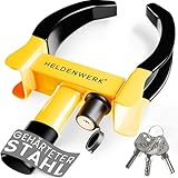 HELDENWERK Parkkralle Radkralle mit Hochsicherheitsschloss & 3 Schlüsseln - für Anhänger,...