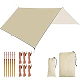 Tarp, Zeltplane für Hängematte, 3m x 3m Wasserdicht Tarp mit Ösen + 6 Erdnägel+ 6 Seilen,...