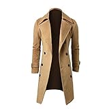 Herbst-Winter-Trenchcoat für Herren, zweireihig, einfarbig, lange Jacke, Reverskragen,...