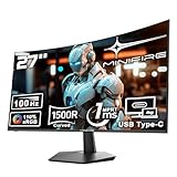 Minifire Curved Monitor 27 Zoll 100Hz, PC Bildschirm mit Lautsprecher -1500R FHD (1920 x 1080p) VA...