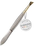 TITANIA Pinzette aus Solingen (8cm, vergoldet) • Made in Germany • Augenbrauen-Pinzette zum...