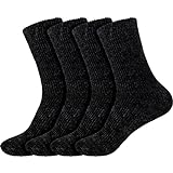 bamboomn Damen Soft Fuzzy Cozy Winter Warm Casual Vintage Knit Socken, schwarz