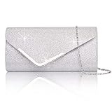 Larcenciel Clutch, Glänzende Pailletten Abendtaschen mit Abnehmbarer Kette, Envelope Handtasche...