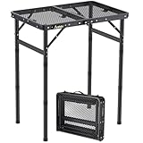 Anbte Campingtisch Klapptisch mit 3 Verstellbare Höhe Grilltisch aus Aluminium 60*40cm Koffertisch...