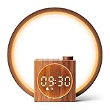 Dreamegg Nachttischlampe Touch mit Wecker - Tageslichtwecker mit 12 Lichtmodi, 20-Stufig Dimmbares,...
