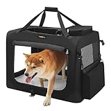 Feandrea Hundebox faltbar, Transportbox Hund, L, Hundetasche, Oxford-Gewebe, Netzstoff, atmungsaktiv...