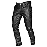 Generisch Herren Lederhose Punk Retro Goth Hosen Slim Fit Soft Faux Leder Biker Hose Herbst Winter...