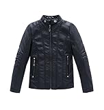 YOUNGSOUL Jungen Bikerjacke aus Kunstleder Frühjahr & Herbst Kinder Kragen Motorrad Lederimitat...
