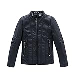 YOUNGSOUL Jungen Bikerjacke aus Kunstleder Frühjahr & Herbst Kinder Kragen Motorrad Lederimitat...