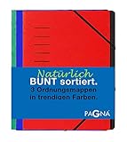 Pagna Ordnungsmappenset 12 Fächer Basic sortiert, Set mit 3 Stück, rot, blau, grün