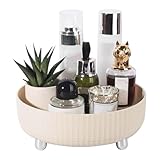 360° drehbares kleines elfenbeinfarbenes weißes Make-up- und Parfüm-Organizer-Tablett – für...