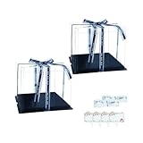 YASPOK Transparente Kunststoff-Kuchenboxen 16,5 x 16,5 x 11,4 cm – mit 4 Karten und 2 Stück 3 m...
