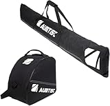 AUMTISC Skitasche Set Skisack &Skischuhtasche Längenverstellbare Bis 200 cm für 1 Paar Ski &...