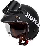 DCJDKCVKI Motorrad-Jethelm im Vintage-Stil mit Sonnenblende, ECE-zugelassener Crash-Jethelm für...