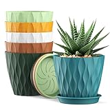 Homeuouz 6er Set Blumentöpfe 10cm – Waffelmuster mit Untersetzer, Plastik mit Löchern, für...