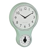TFA Dostmann Analoge Retro-Wanduhr mit Timer, 60.3073.20, Eieruhr bis 60min, Küchenwanduhr, inkl...
