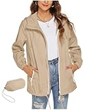 CSYX Regenjacke Damen Wasserdicht Jacke Regenmantel Leichte Regenjacken Faltbar Dünne Windbreaker...