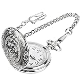Taschenuhr, Vintage Taschenuhr mit Kette, Arabisch Ziffern Quarz Taschenuhr für Männer Frauen...