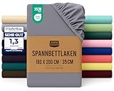 Utopia Bedding - Spannbettlaken 180x200cm - Grau - Oeko-Tex Zertifiziertes Gebürstete...