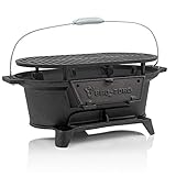 BBQ-Toro Gusseisen Grilltopf mit Grillrost | 50 x 25 x 23 cm | Hibachi Style Holzkohle Campinggrill...