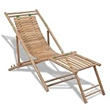 vidaXL Bambus Liegestuhl Relax Sonnenliege Deckchair Relaxliege mit Fußstütze