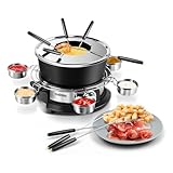 CUSIMAX Elektrisches Fondue-Set mit 1200W Leistungsregelung für Käse, Schokolade, Öl und Brühe,...