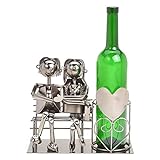 Wein Flaschenhalter Liebespaar auf Bank - Weinflaschenhalter Metall mit Figuren als Geschenk oder...